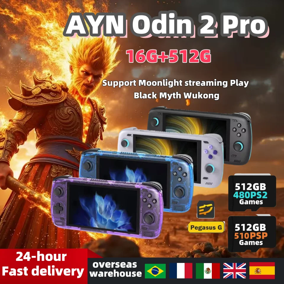 

Ayn Odin 2 Pro Retro Handheld Game Console 16G+512G Android13 HD Video Player Bluetooth5.3 Wifi 7 Portable Console 512G PSP PS2