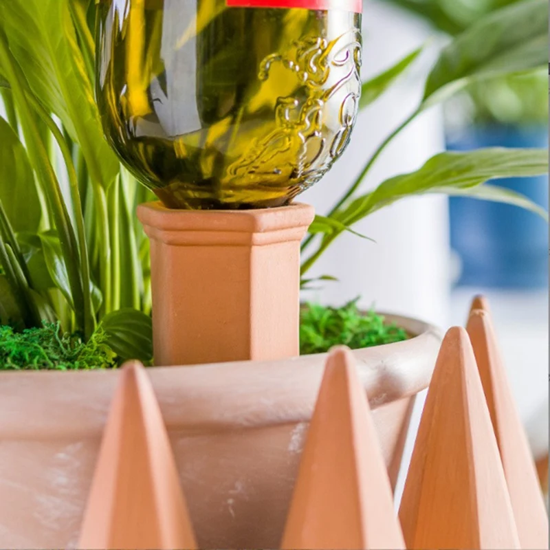 6Pcs Ceramic Plant Waterer Of Terracotta Self Watering Spikes Plant Watering Devices For Vacation For Indoor&Outdoor