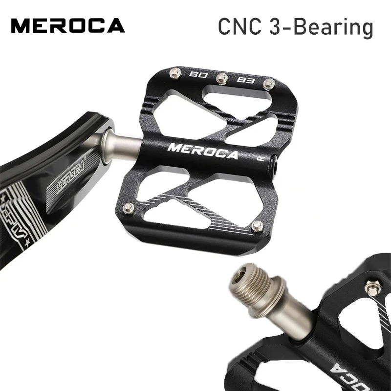 

MEROCA MTB Pedals: 3 - Bearing, Anti - Slip, Wide Sealed CNC Aluminum