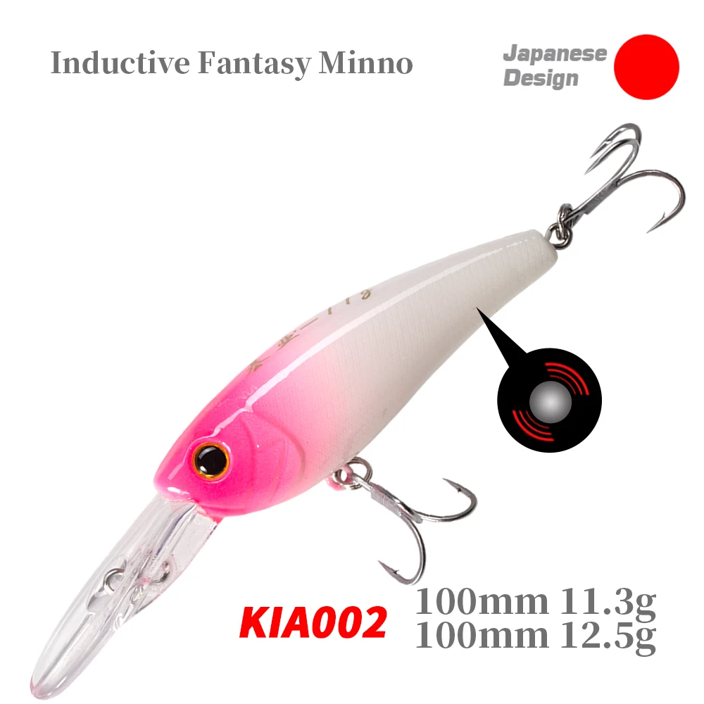 

D1 Long Lip Minnow Fishing Lure 100mm/11.3g&12.5g Deep Diving Wobbler Crankbaits Floating&Slow Sinking Inductive Artificial Bait