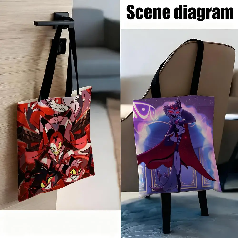 Helluva Anime Boss Storage Bags Lightweight Eco Friendly Fashionable Multi Purpose Large Capacity Canvas Shoulder Tote