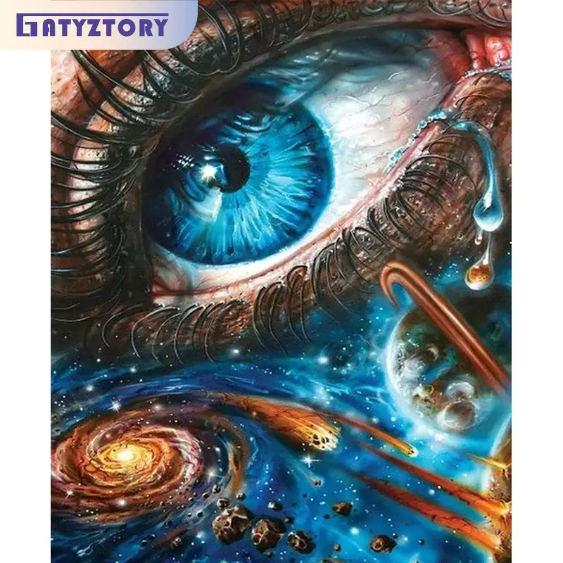 GATYZTORY Oil Painting By Numbers Paint Kit On Canvas Eyes Coloring By Numbers For Adults Home Art Handiwork Number Painting