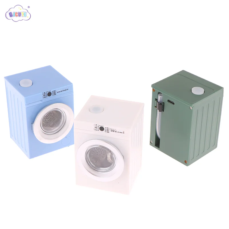 New Dollhouse Miniature Washing Machine Drum Washer Laundry Model Doll House Home Appliance Model Decor Toy