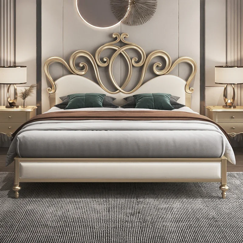 

Crown Princess Bed Double Frame Beauty Modern Luxury Bed Nordic European French Aesthetics Fashionable Wood Muebles Furniture