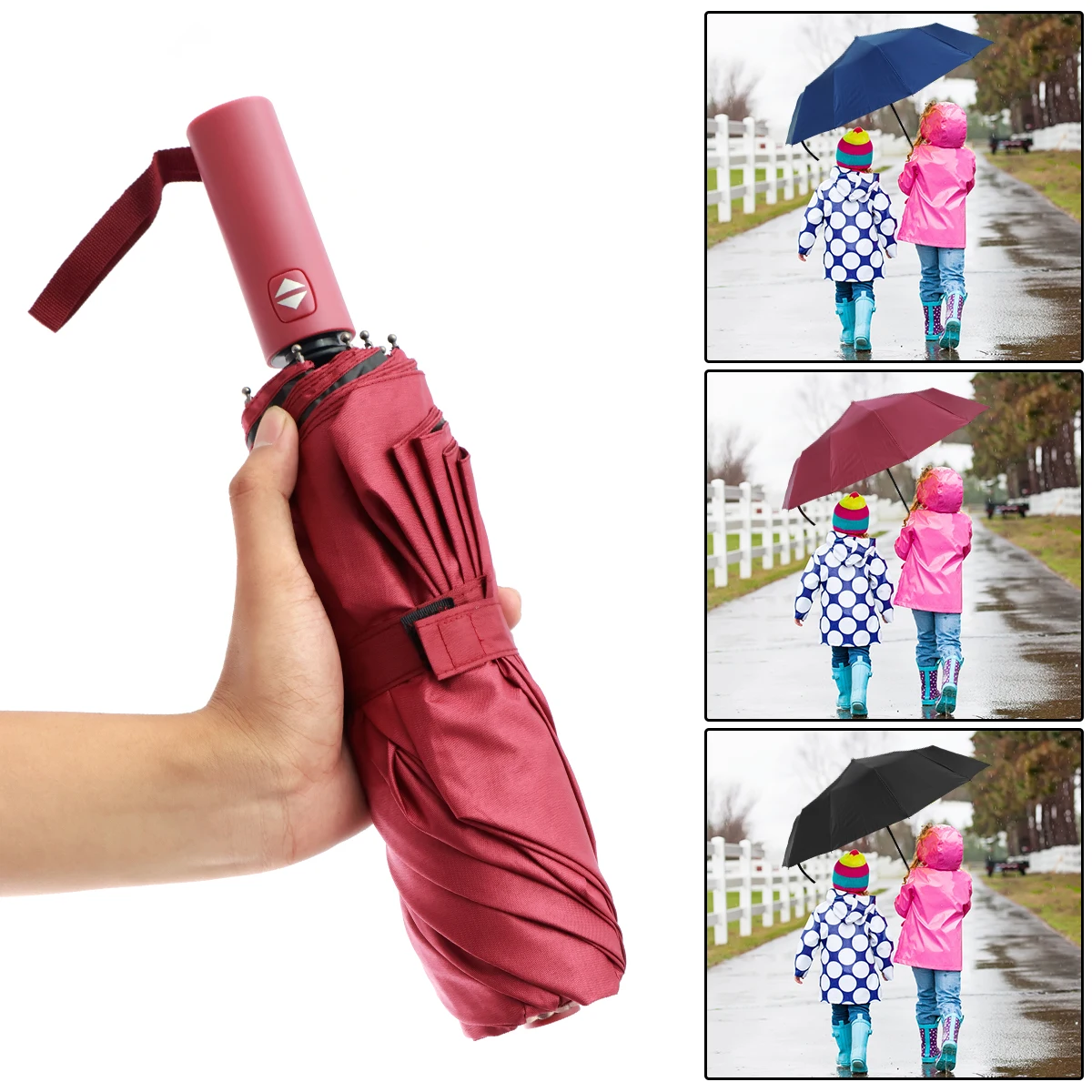 Travel Umbrella Automatic Open and Close Compact Umbrella Collapsible Sun Protection Umbrella Lightweight Portable Umbrella