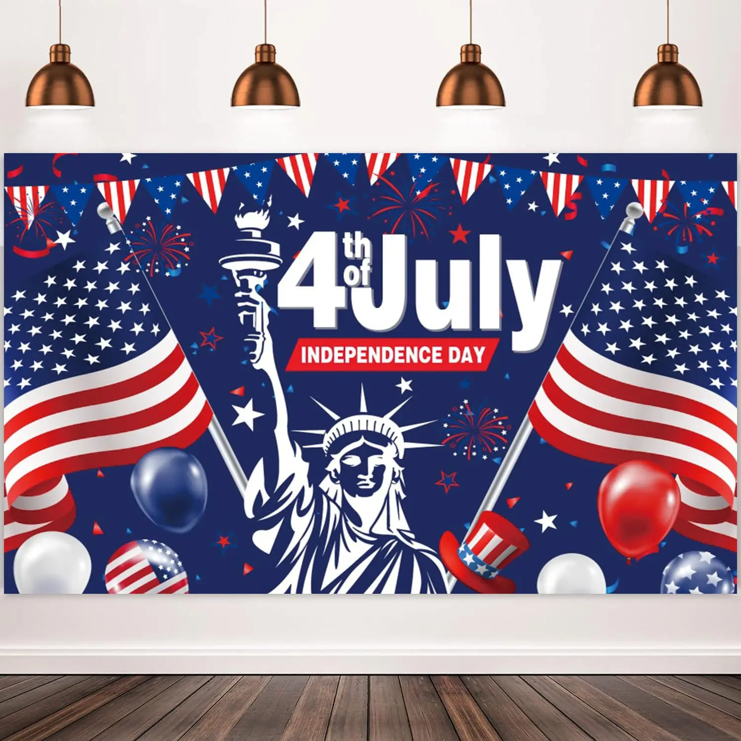 

VIKAMA Independence Day Banner Background Holiday Decoration, Party Supplies Flag Background Cloth Photo Background Props