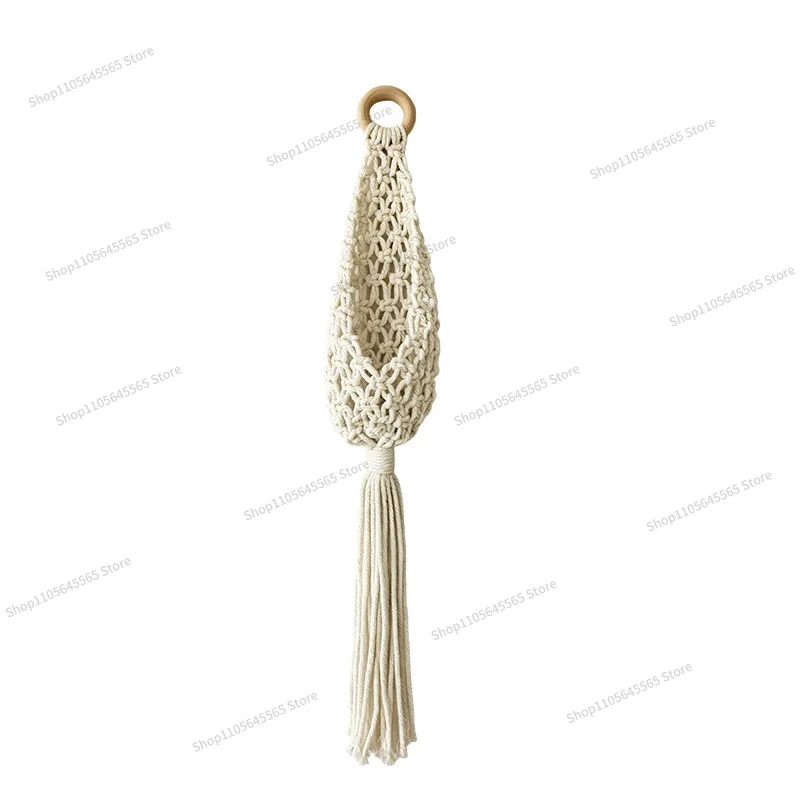 For hand-woven cotton rope wall hanging pocket, bed and breakfast soft dried flower storage tapestry