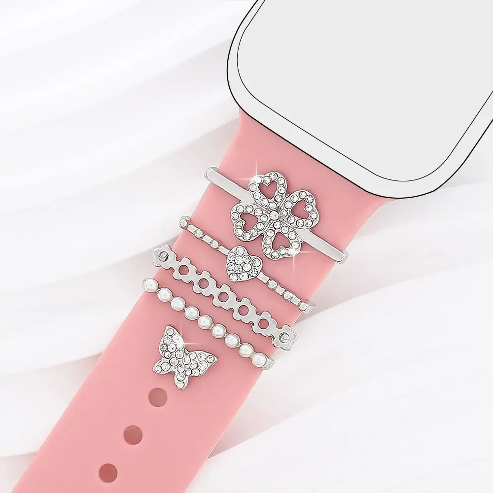 다이아몬드 스트랩 장식 반지 시계 밴드 쥬얼리 금속 매력 장식 액세서리 애플 시계 밴드에 대한 패션 팔찌 장식