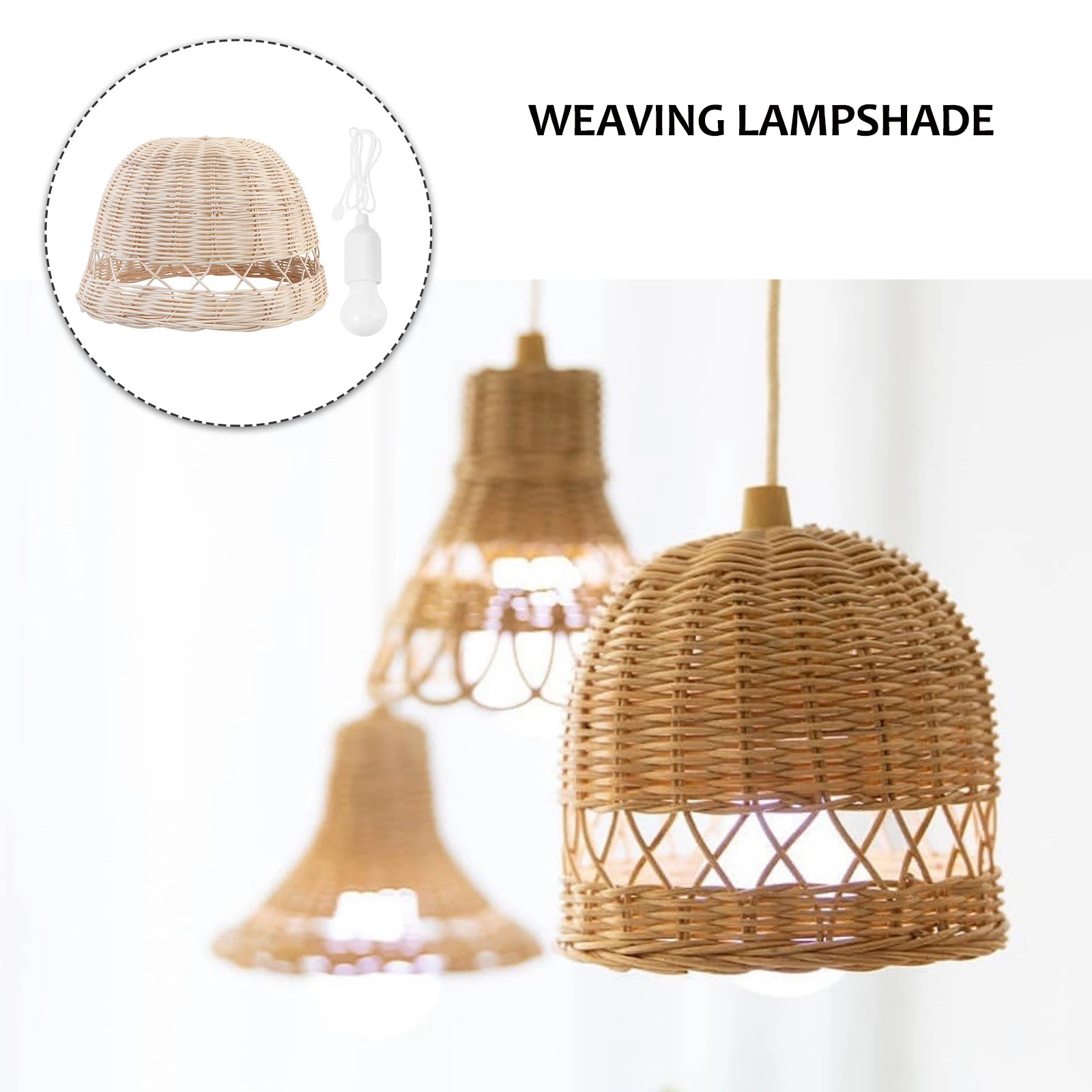 

Rattan Lampshade H made Weaving Ch Cover Pendant Light Fixture Dining Room Bedroom Cafe Bar Club Eco Friendly High