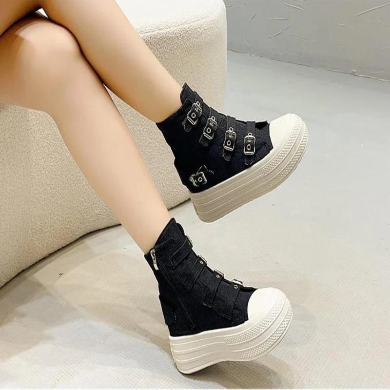 2024 Autumn Punk Style Women Casual Sneakers Platform Wedge Heel Women\'s Shoes Female non-slip Comrfortable Shoes Women Spring