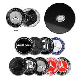 57mm Aluminum ABS Car Flat Hood Emblem Sticker Front Badge Logo Decor Accessories For Mercedes Benz AMG W206 W220 W205 W210 W108