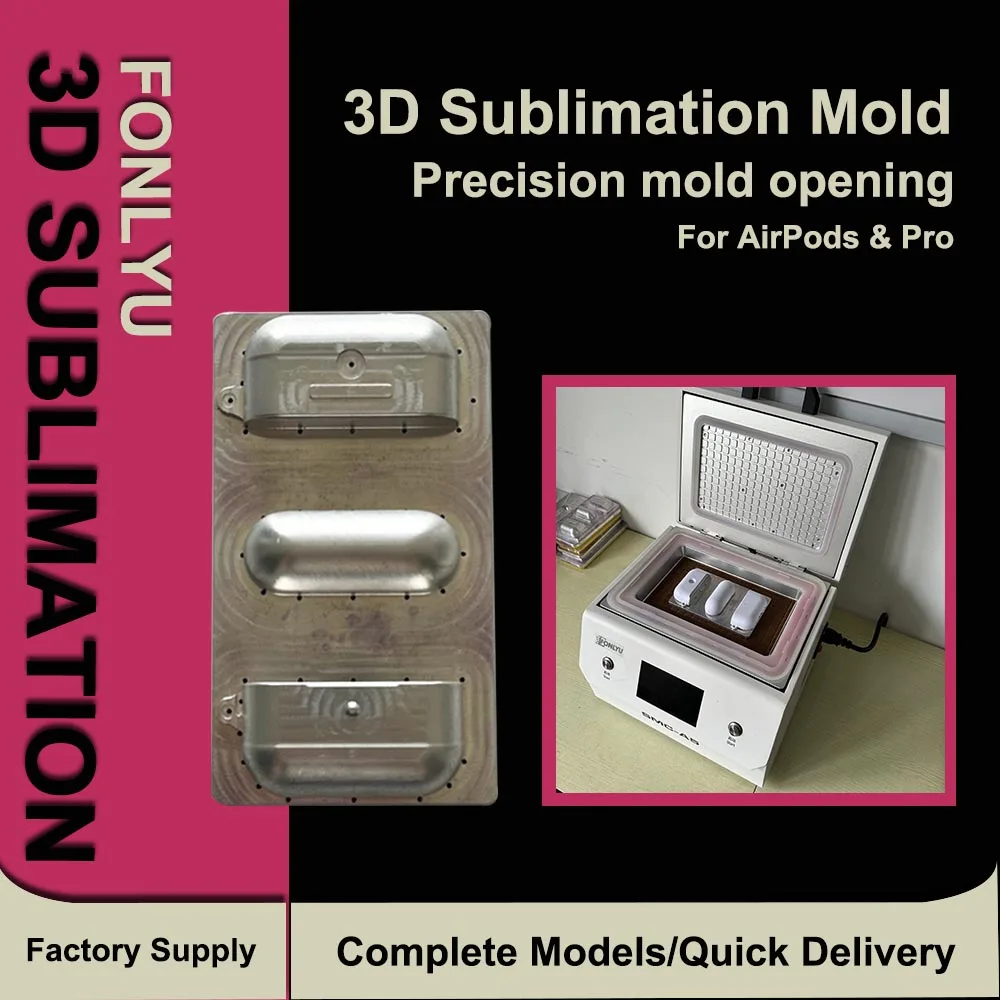Fonlyu 3D Sublimation Cover Mold for Airpods 3 2 1&Pro DIY Printing Coated Single Layer Bluetooth Earphone Covers Protectors Mol