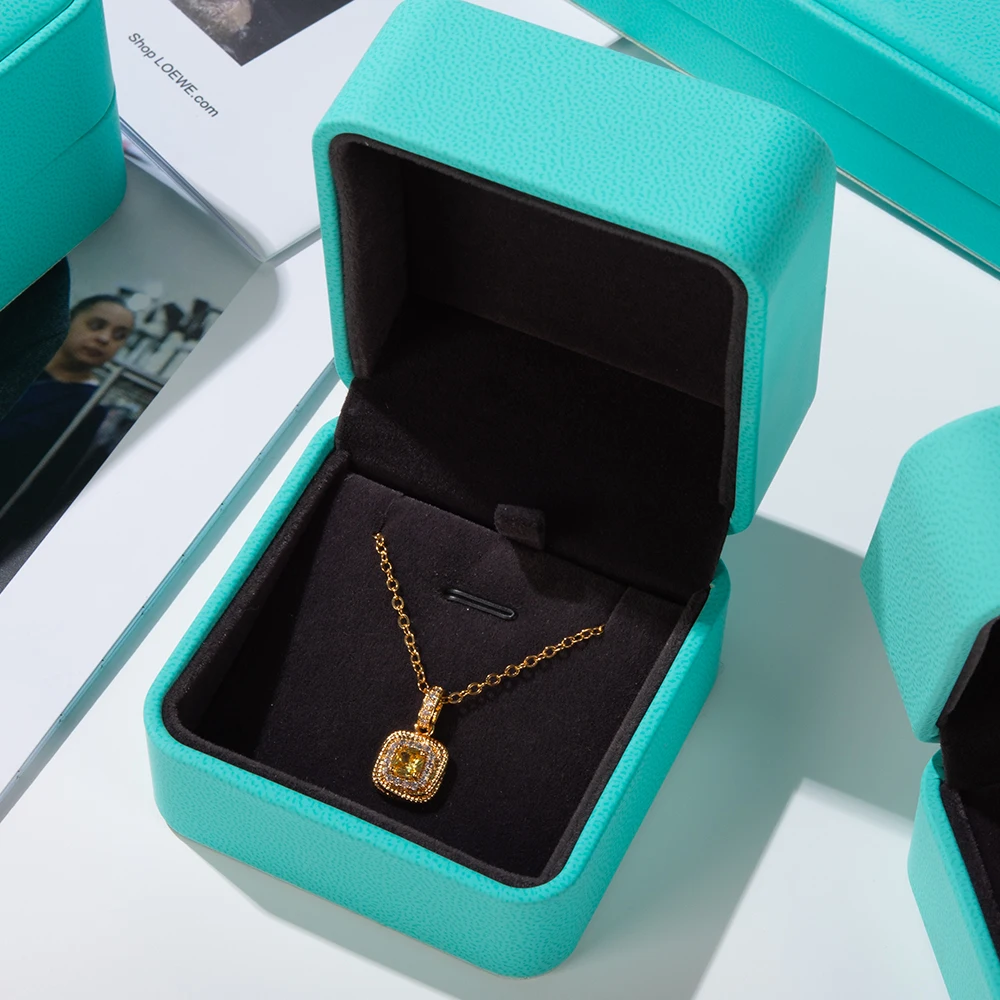 New round corner PU jewelry box ring earrings necklace storage box display jewelry jewelry high-grade leather packaging