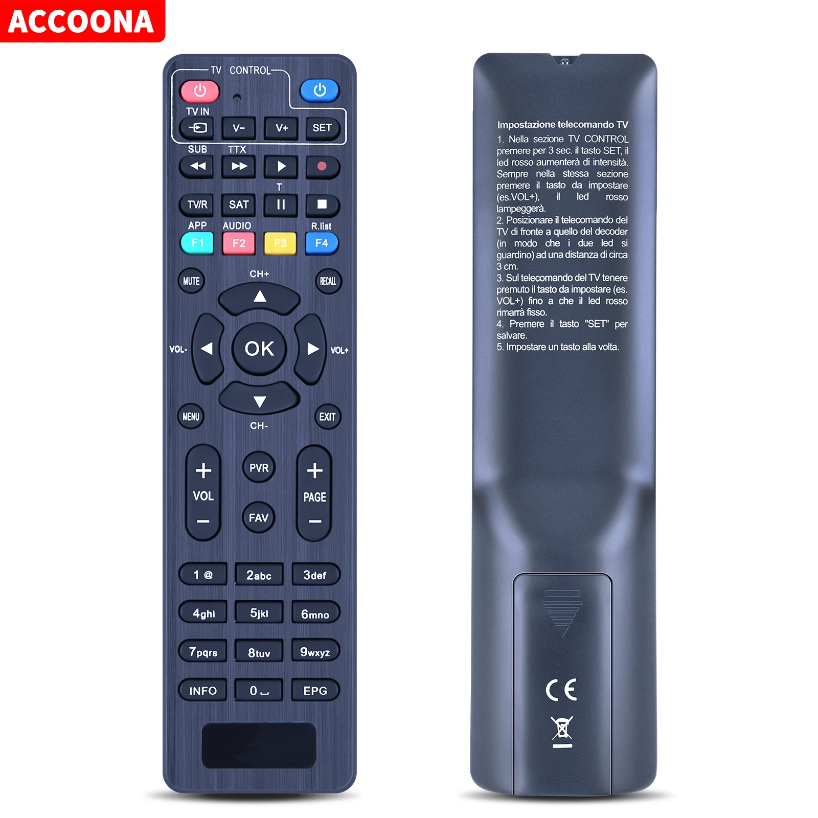 Remote control for ANFEL DVB-T2 HD Decoder T265 Hevc H265 DIGIQUEST VARI MODELLI (TLC Q10 - Q20 - Q30 - TI9 XSD 2.1) TV BOX