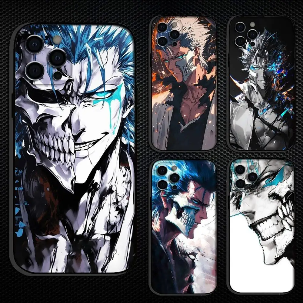 

G-Grimmjow J-Jaegerjaques B-Bleachs Phone Case For iPhone 16,15,14,13,12,11 Plus,Pro Max, Others Soft Black Cover