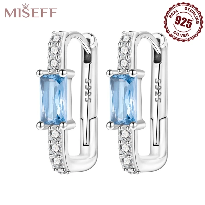

Блестящие серьги MISEFF, стерлинговое серебро 925, простые серьги-кольца, вставка с большим цирконом, подарок на день рождения, свадьбу, помолвку, подарок, ювелирные изделия