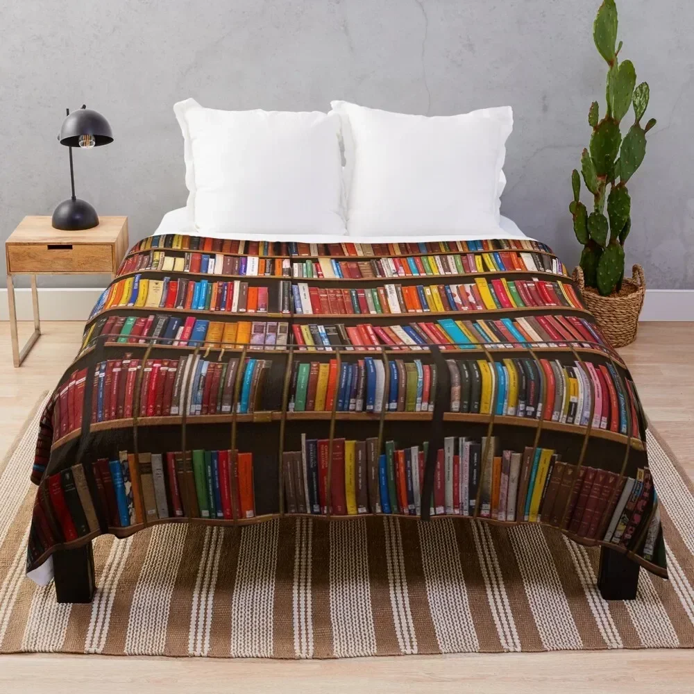 Bookworm Antique book library, vintage book shelf Throw Blanket