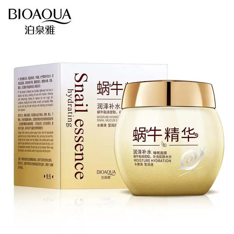 스네일 슬립 마스크 120g - 오버나이트 리뉴얼 테라피, 주름 방지 + 브라이트닝, 노린스 간편한 광채, 성숙한 피부를 위한 ​