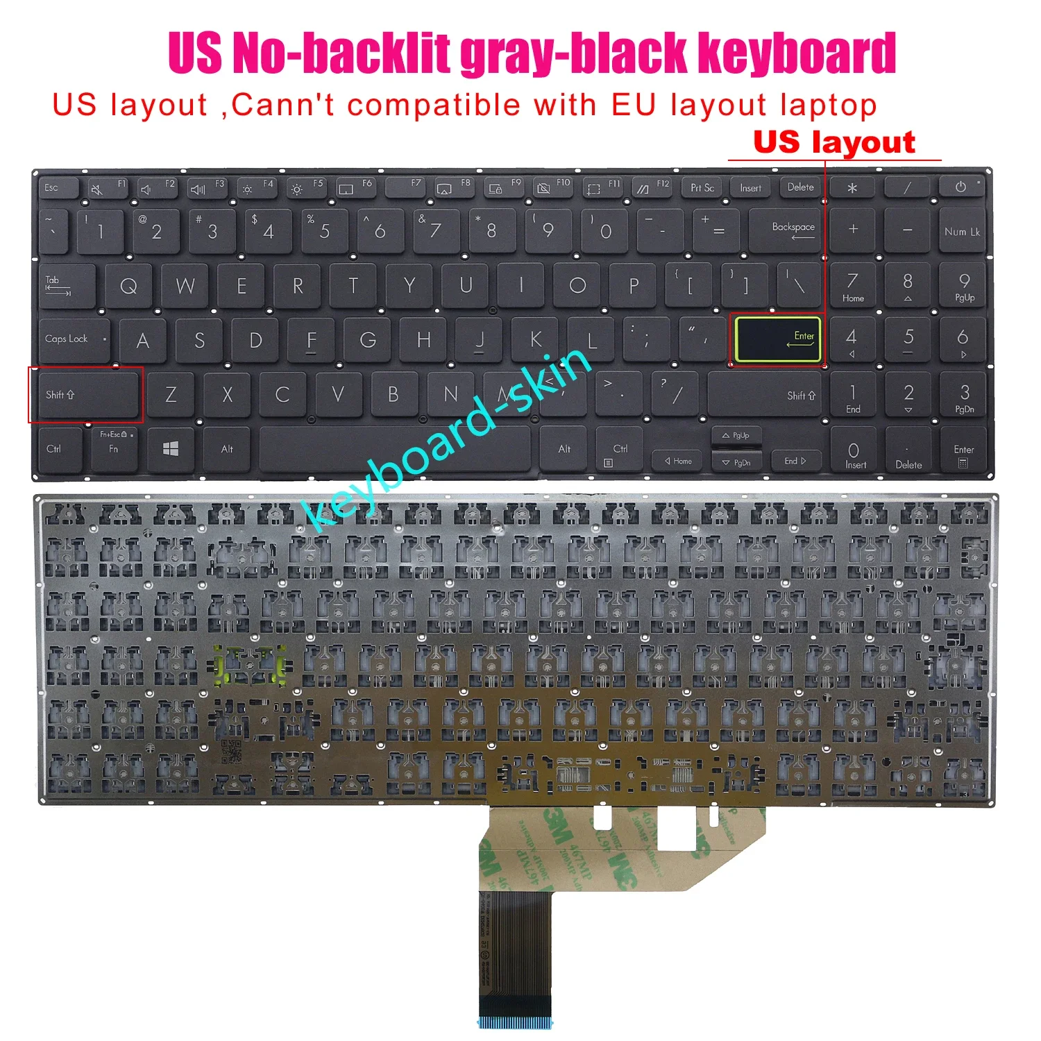 

New US without-backlit Keyboard for ASUS VivoBook X513 X513E X513EA X513EP X513EQ X513IA M513 E510 L510 K513 F513 S513