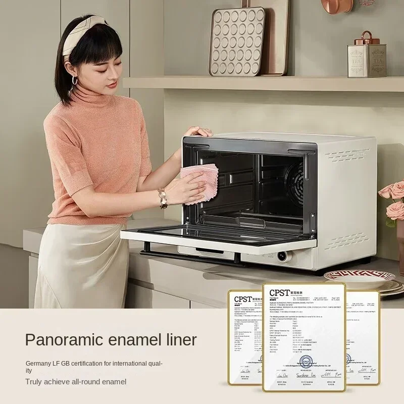 فرن كهربائي منزلي عبر الحدود فرن الرياح موقد مفتوح متعدد الوظائف 40L فرن كهربائي بطانة داخلية من المينا ثلاث طبقات #6