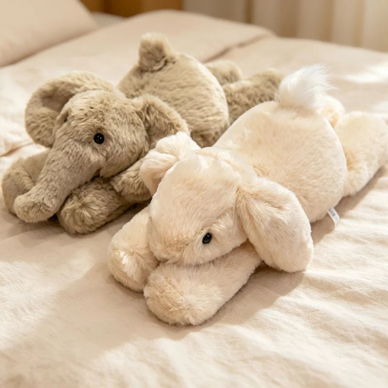 Prone Position Animal Plush Toys Adorable Rabbit Elephant Cow Lion Pig Stuffed Plush Companion Dolls Hugging Pillow For Gifts