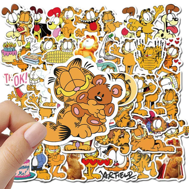 Garfield-pegatinas de dibujos animados para niños, 50 piezas, Skateboard creativo, taza de agua, funda de teléfono, decoración Diy, calcomanía