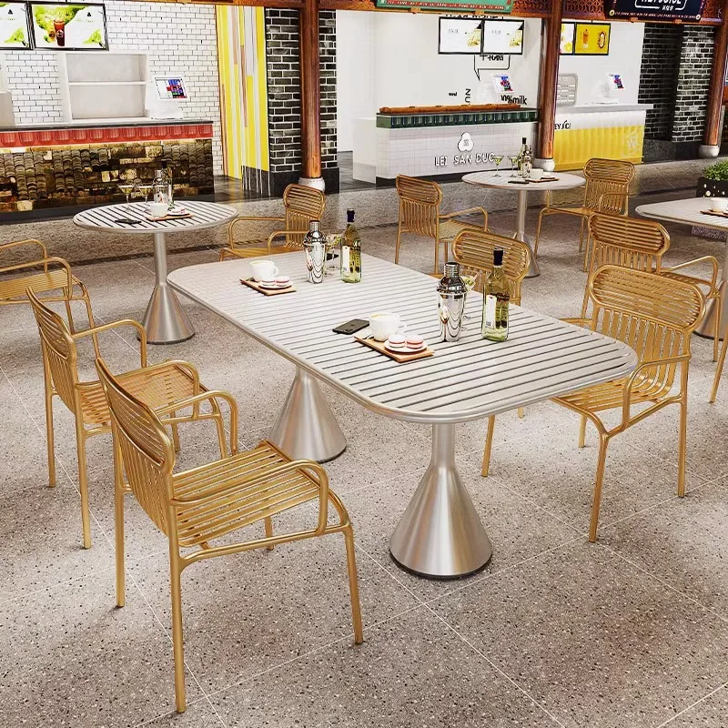 Dessert shop table and chair combination bar outdoor wrought iron courtyard open-air milk tea shop simple modern villa rooftop