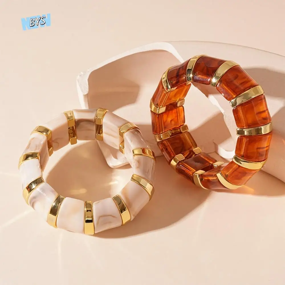 

Bohemian Acrylic Cuff Charms Bracelet Classic Vintage Elastic Wide Bracelet Jewelry Accessories Hand Ring Geometric Bangle Gift
