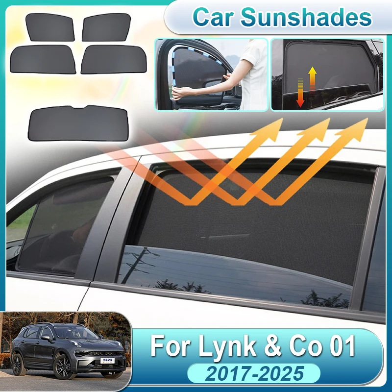 

For Lynk Co 01 Accessories 2017-2025 CX11 Mesh Sunshades Cover Magnetic Curtain Side Rear Window Sun Visor Cover Car Accessories