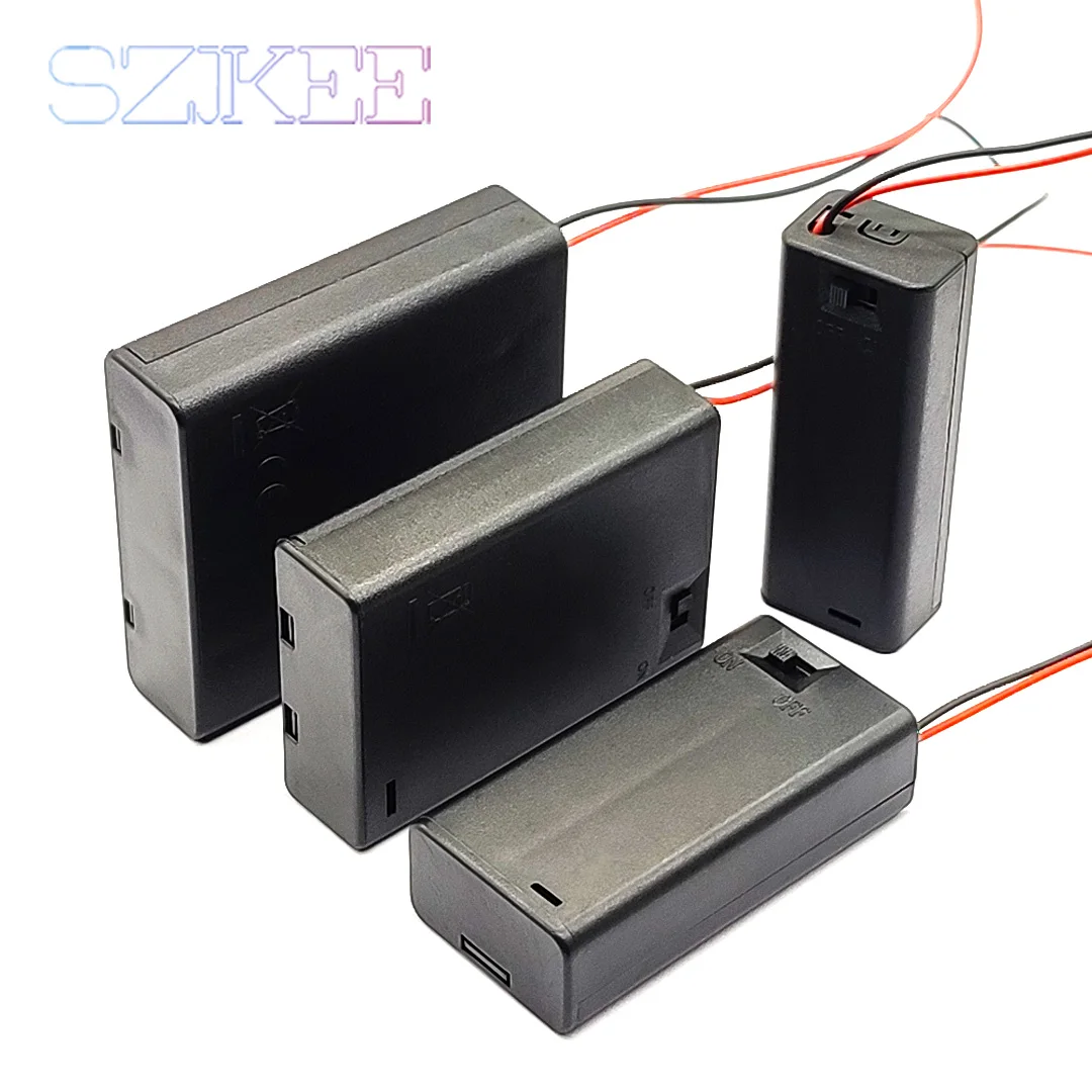 AA Battery Box AA Battery Holder AA Box AA Storage Case With Switch With Cable 1/2/3/4 Slot 1.5V/3V/4.5V/6V