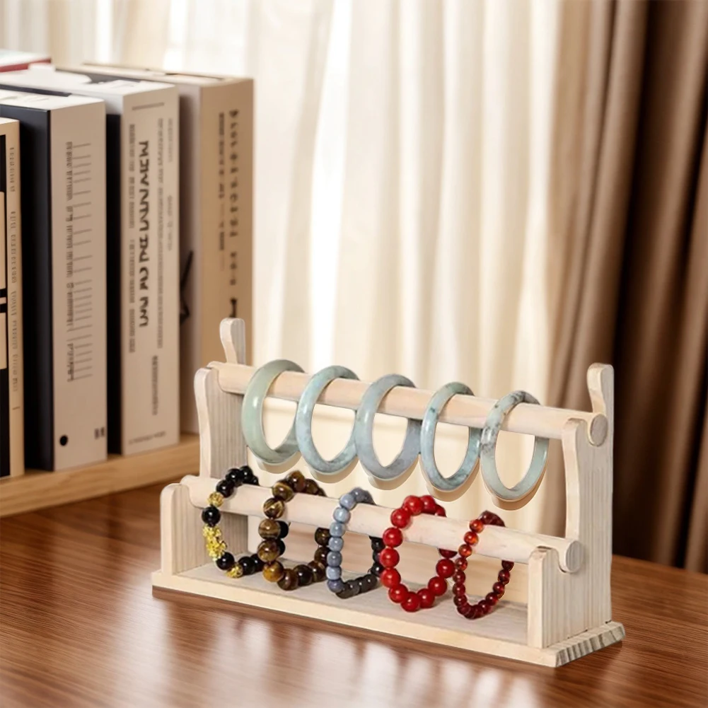 

Wood Bracelet Organizer Multi Layer Bangle Scrunchie Organizer Multi-Function Jewelry Organizer for Watch Bracelet Scrunchie