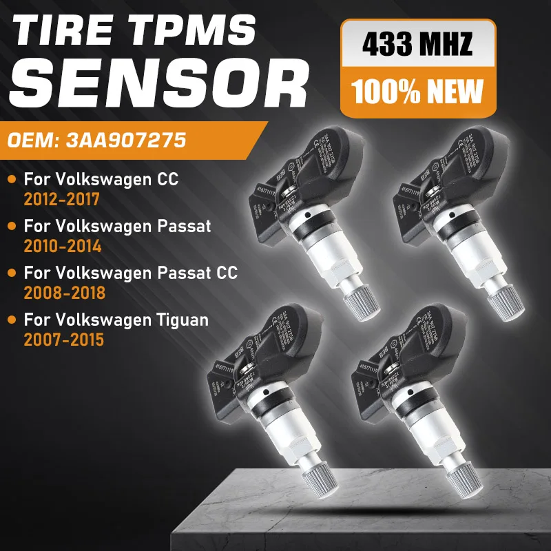مستشعر ضغط إطارات السيارة TPMS لسيارة Volkswagen Passat CC 2008-2018 Volkswagen Tiguan 2007-2015 Passat 2010-2014 3AA907275 433 MHz #1