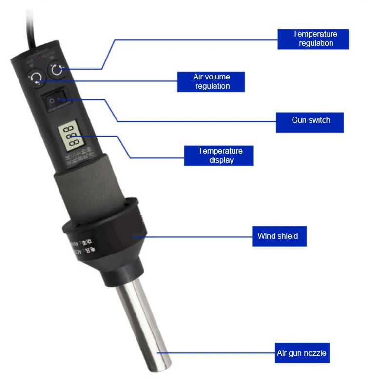 Hot Air Gun GJ8018LCD Portable Temperature Control 110V/220V LCD Digital Display for Rework Soldering Welding Repair Tools