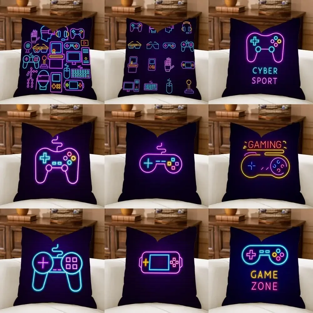 Game Pad Cushion Cover Natural Breathable Durable Linen Printed Decor Pillow Case Sofa Bedroom