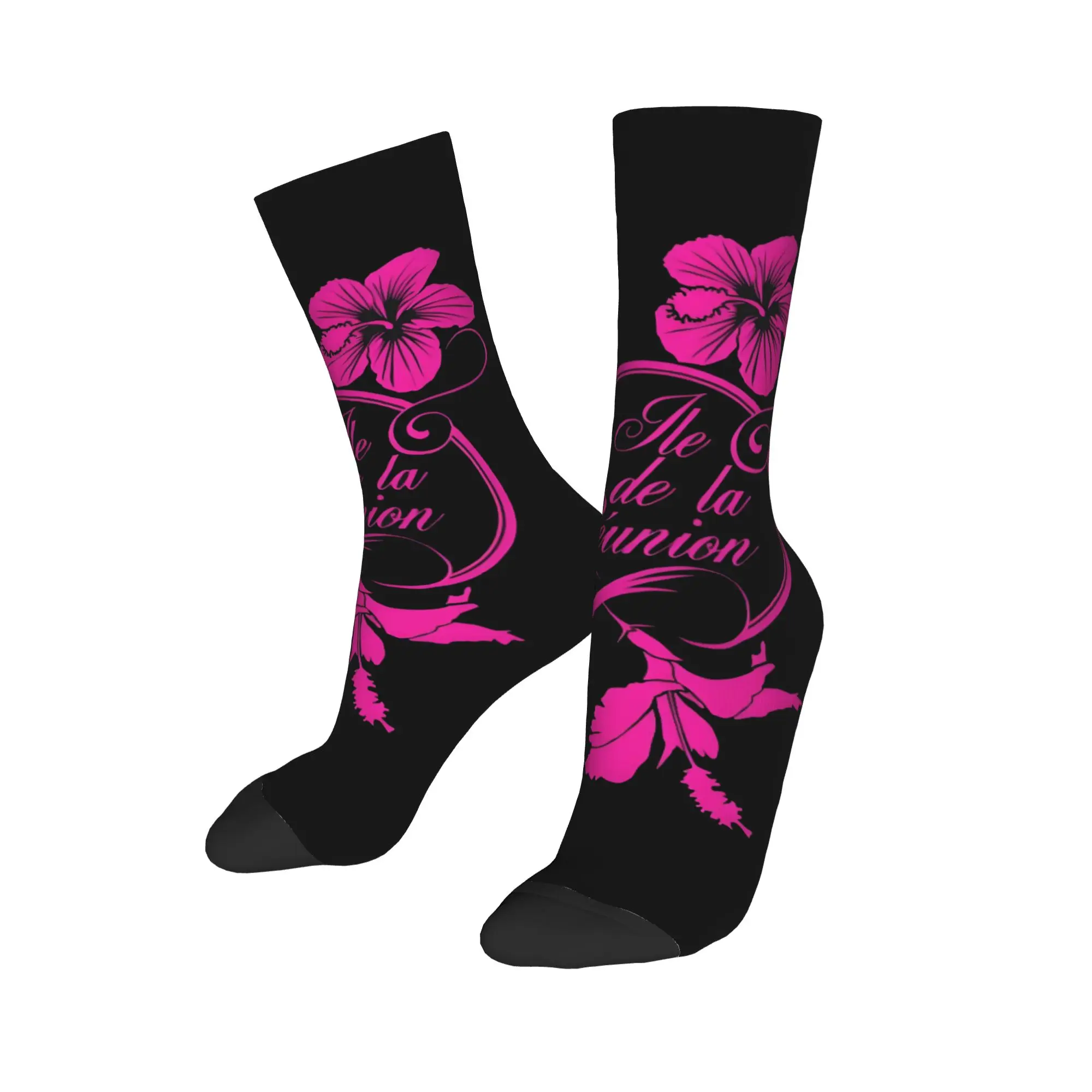 Custom Reunion Island Men Women Crew Socks Unisex Cool 3D Printing Signature 7 Maveli R Logo Dress Socks