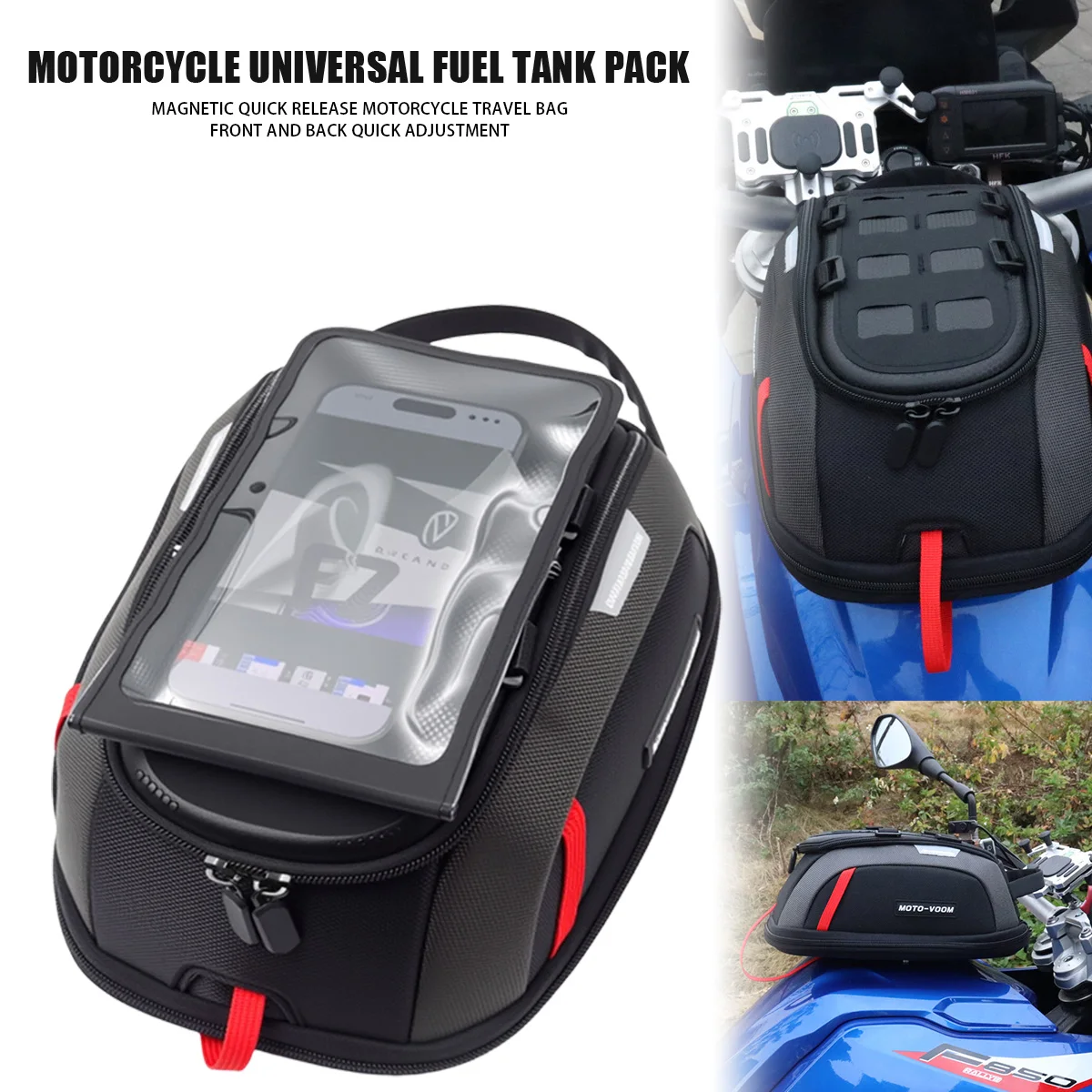 Image of Für BMW R1200GS ADV R1250GS R 1250 GS F850GS F 750GS Magnetische Motorrad-Tankrucksack Tragbare Karten- und Handytasche Universelle Werkzeugtasche Schwarz