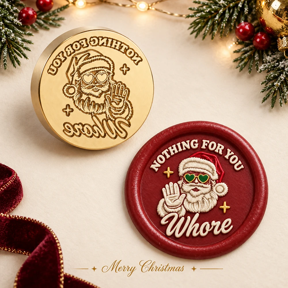 Merry Christmas Wax Stamp Retro Copper Brass Christmas Wishes Wax Seal Stamps 25mm Head Stamps for Decorating Envelopes