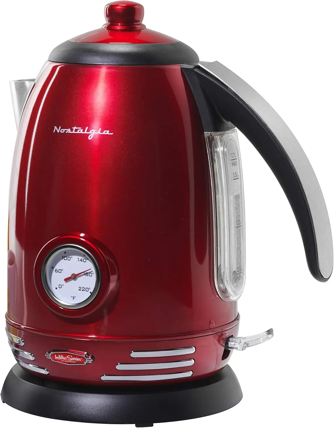 

Retro Stainless Steel Electric Kettle, 1.7L, Auto Shut-Off & Boil-Dry Protection, Water Level Window