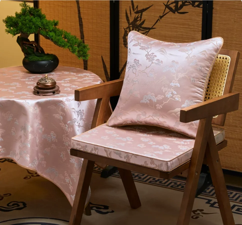 Chinese Style Jacquard Chair Cushion Green Embroidery Thickened Non Slip 3cm/4cm Foam Seat Pad for Dining Chair Home Decor