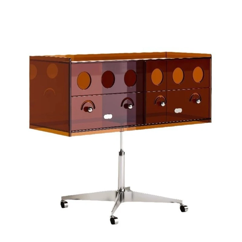 

Retro vinyl record player cabinet mobile magazine cabinet living room sofa TV side low display storage locker