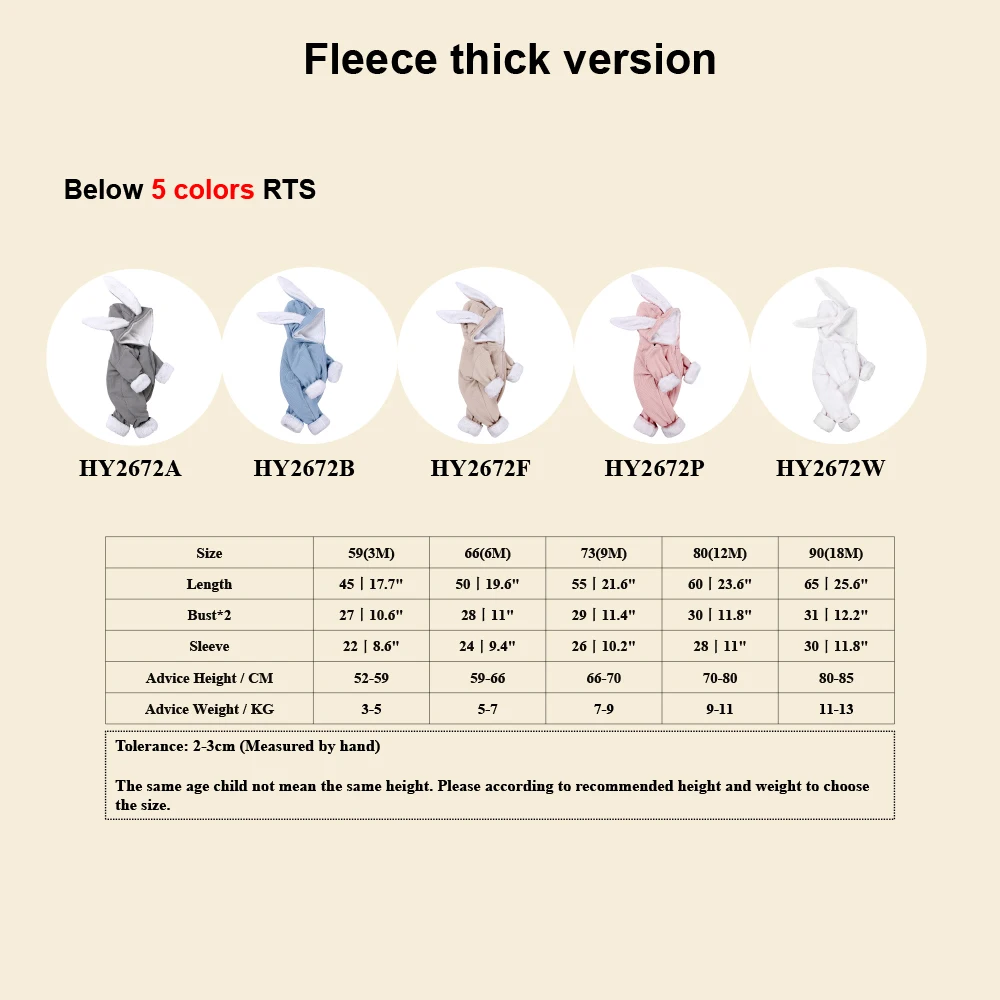 Cute Bunny Ear Newborn Baby Rompers Winter Hooded Outfits Fleece Cotton Baby Clothes New Born Boys Girls Bodysuit Baby Clothing