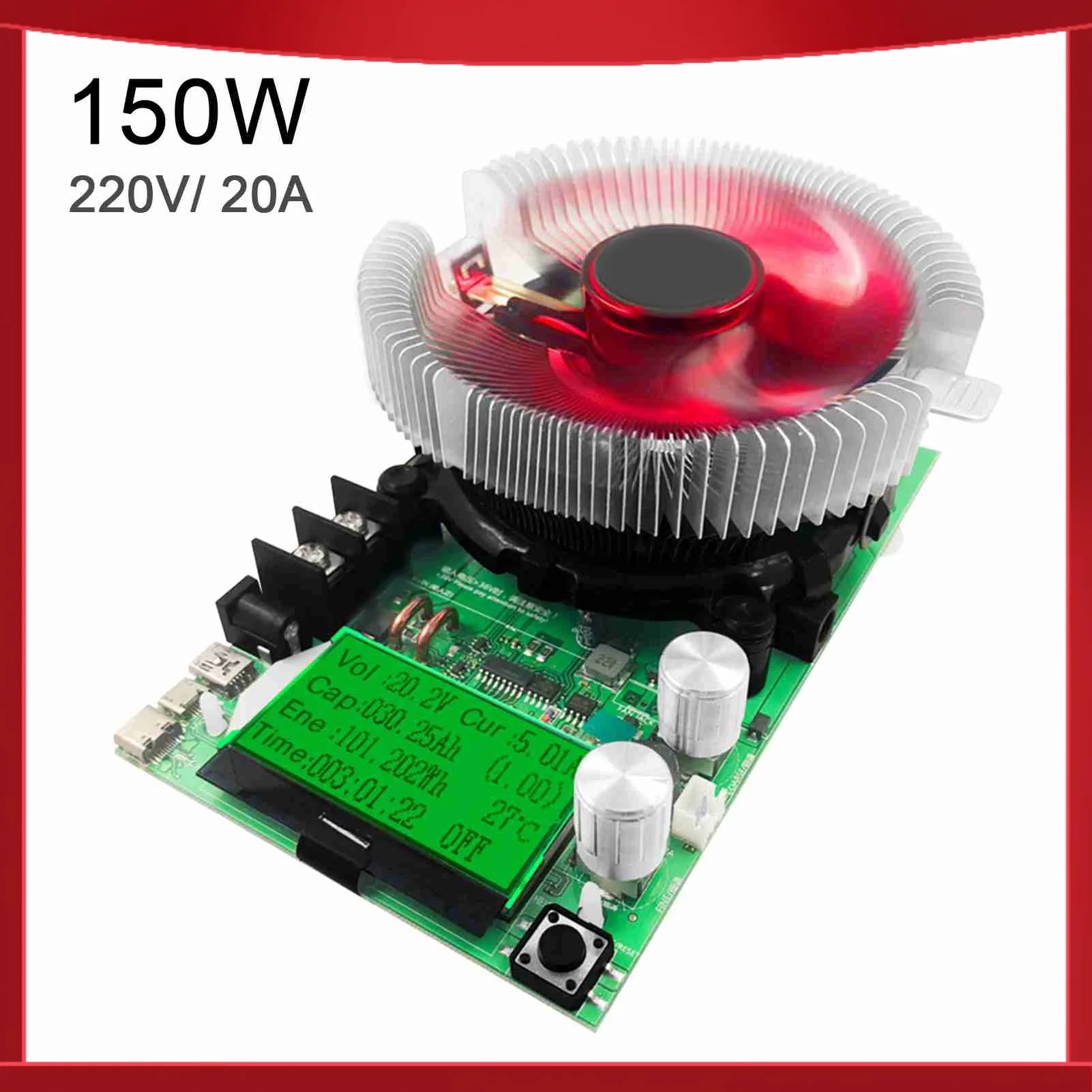 150W 20A Electronic Load Tester Digital LCD Screen Electronic Adjustment Constant Load Meter Battery Capacity Tester