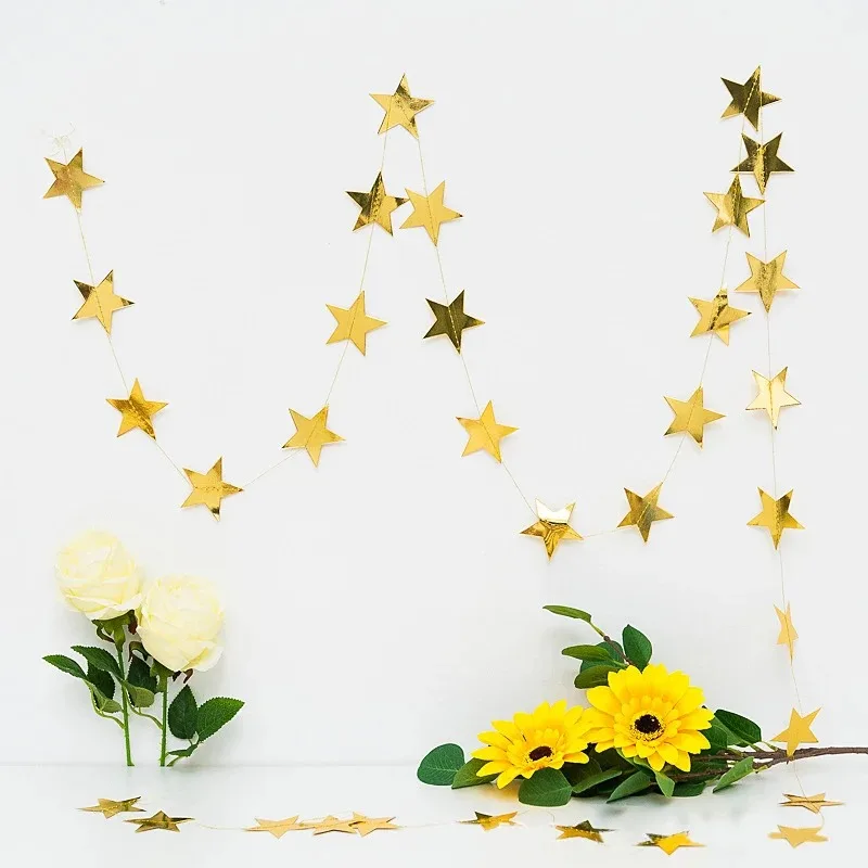 4M Hochzeitsdekoration Glitzer-Stern-Papiergirlande Wandbehang Banner Schnurkette Babyparty Geburtstag Jubiläum Partydekoration