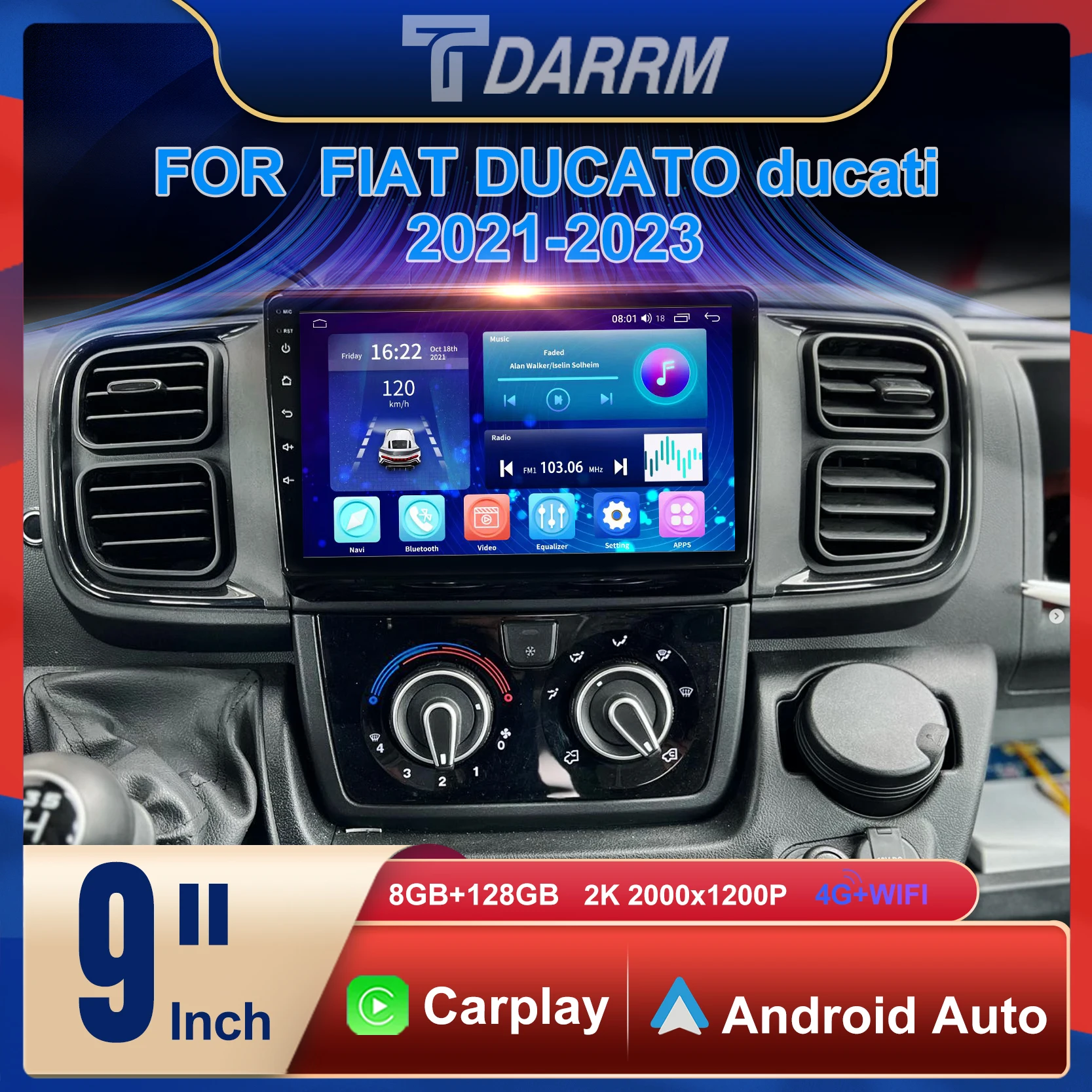 For FIAT DUCATO ducati 2021-2023 Automotivo Screen Radio Android 12 Multimedia Screen Head Unit Stereo Carplay Navigation Player
