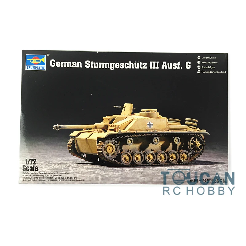 Trumpeter 07260 1/72 Sturmgeschutz III Ausf. G Model Assault Gun Kit Tank Car Toy TH07154-SMT6