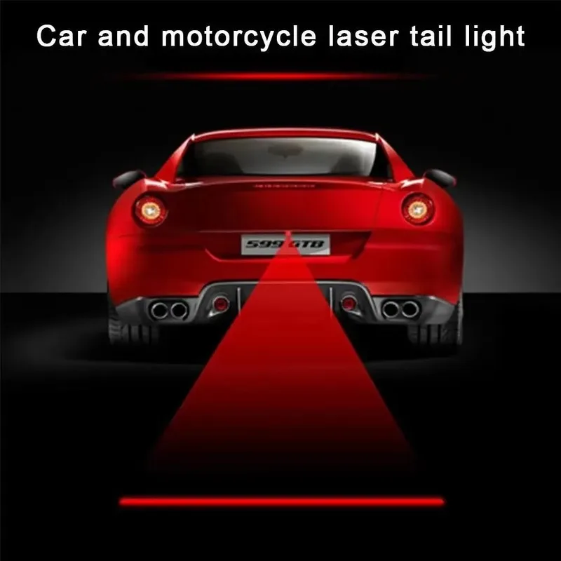 Car Auto LED Laser Fog Light Motorcycle Tail Lamp Vehicle Anti-Collision Taillight Brake Braking Warning Lamps Car Fog Light