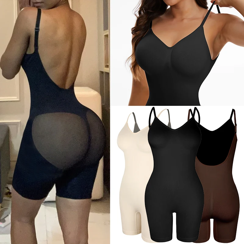 Damskie bezszwowe body wyszczuplające bielizna modelująca paski modelujące niskim tyłem talia trener bielizna Backless seksowna Fajas Colombiana