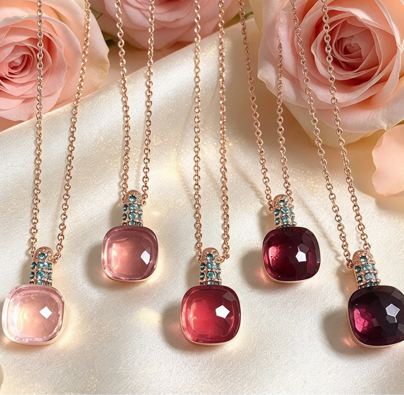 Classic Pendant Necklace Water Droplet Inlay Light Blue Zircon With Pendant Necklace For Women Fashion Jewelry Gift