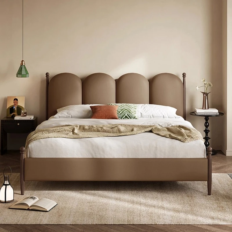

Home Luxury Modern Tall Leather 180x200cm Double Bed marriage Beds 2 people mattress Bedroom Furniture double bed frame frames