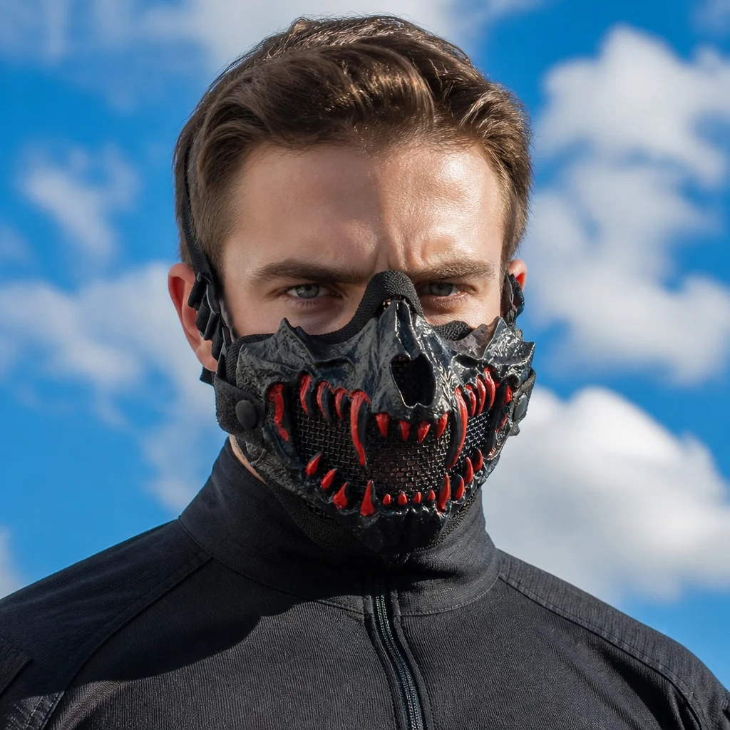 16cm Tusk Fang Mask Halloween Scary Tactical Airsoft CS Cosplay Collection Display Decorative Showpiece Memorabilia Home Gift